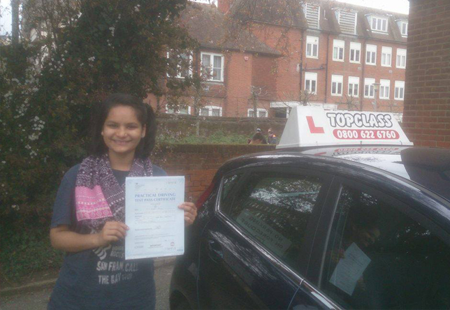 Driving Lesson Test Pass in Canterbury - Roopal